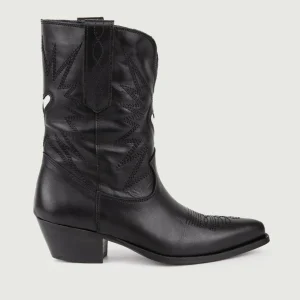 TEXANO IN PELLE NERA CON DETTAGLIO CUORE