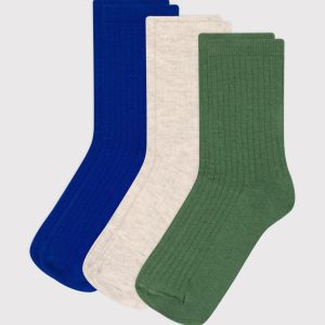 3 paia di calzini in cotone tinta unita