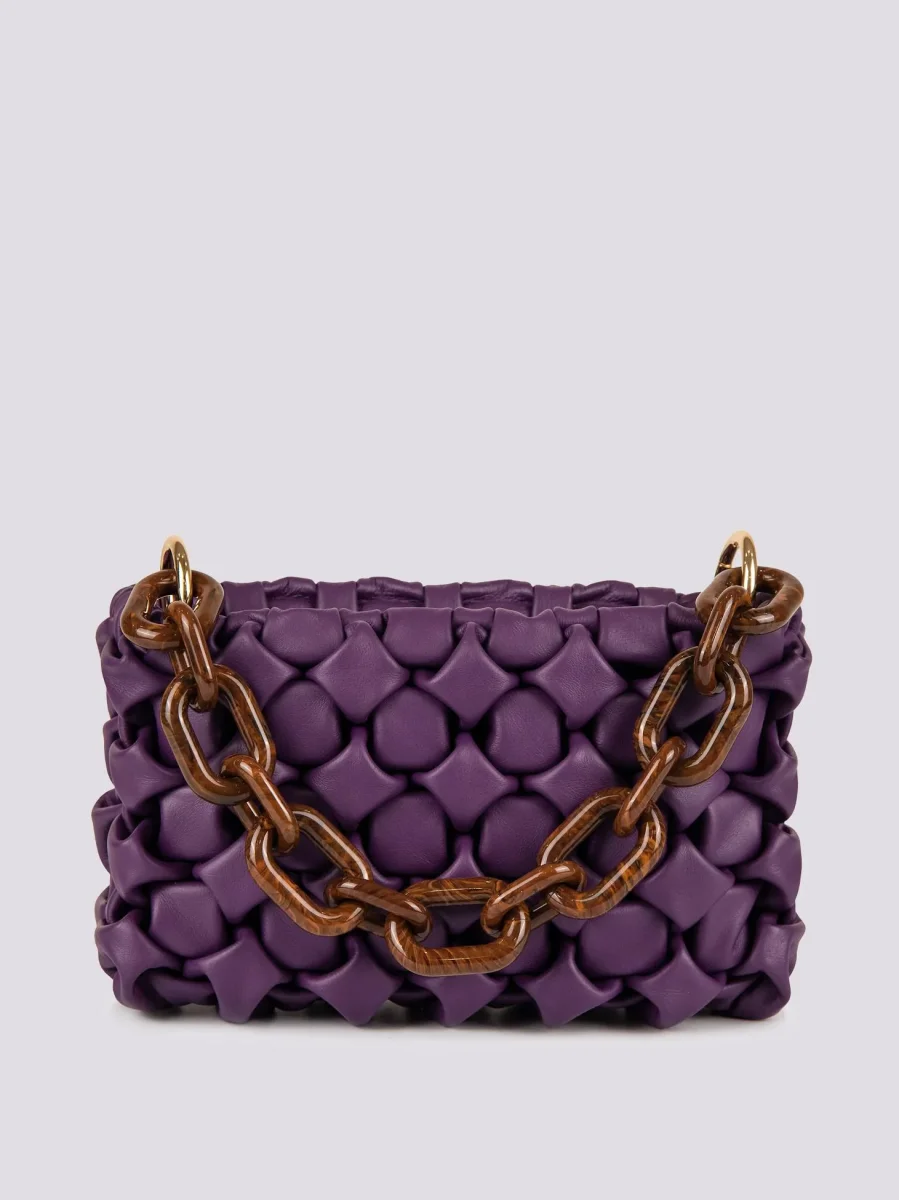 BORSA "CURLY " IN PELLE INTRECCIATA VIOLA