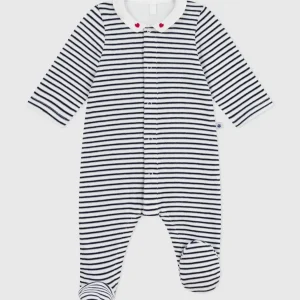 Pigiama tutina marinière in ciniglia con colletto