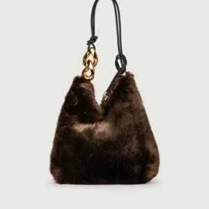 BORSA A SPALLA IN ECOPELLICCIA MARRONE