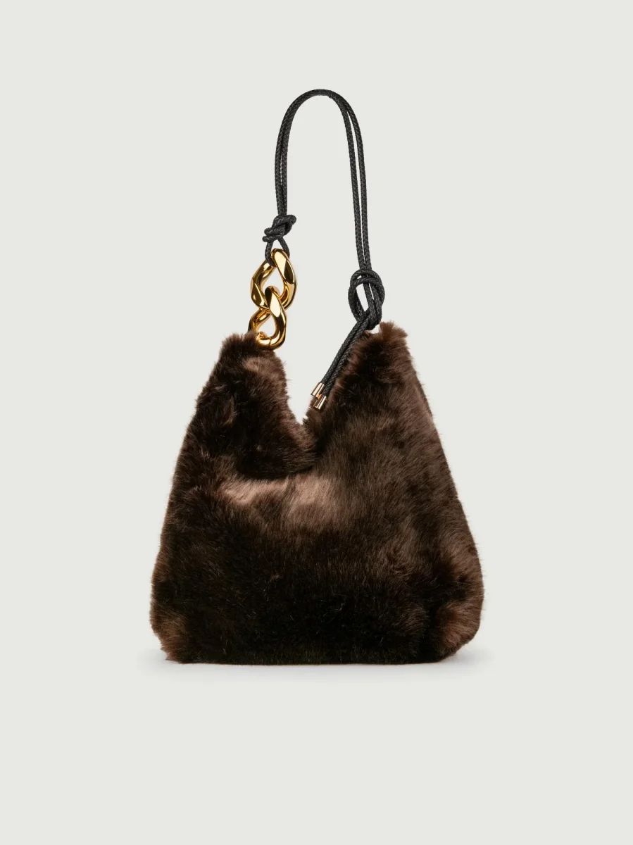 BORSA A SPALLA IN ECOPELLICCIA MARRONE