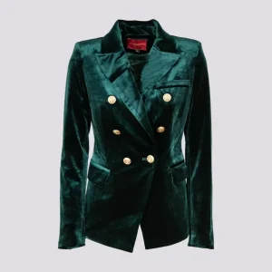 Blazer doppiopetto in velluto verde