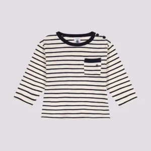 T-SHIRT BEBÈ A MANICHE LUNGHE IN JERSEY A RIGHE