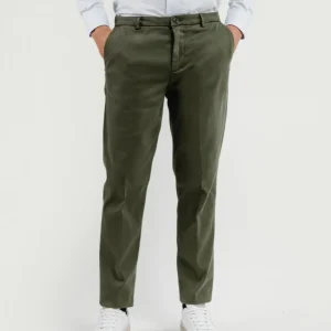 PANTALONE  STRIKER IN COTONE CON MICROTRAMA VERDE PINO