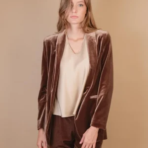 BLAZER APERTO IN VELLUTO MARRONE