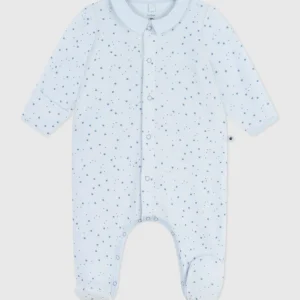 Pigiama in ciniglia con colletto e stampa neonato