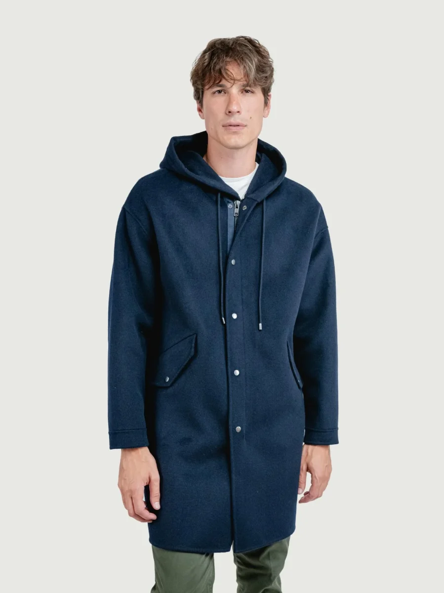 CAPPOTTO PARKA DENZEL IN LANA BLU
