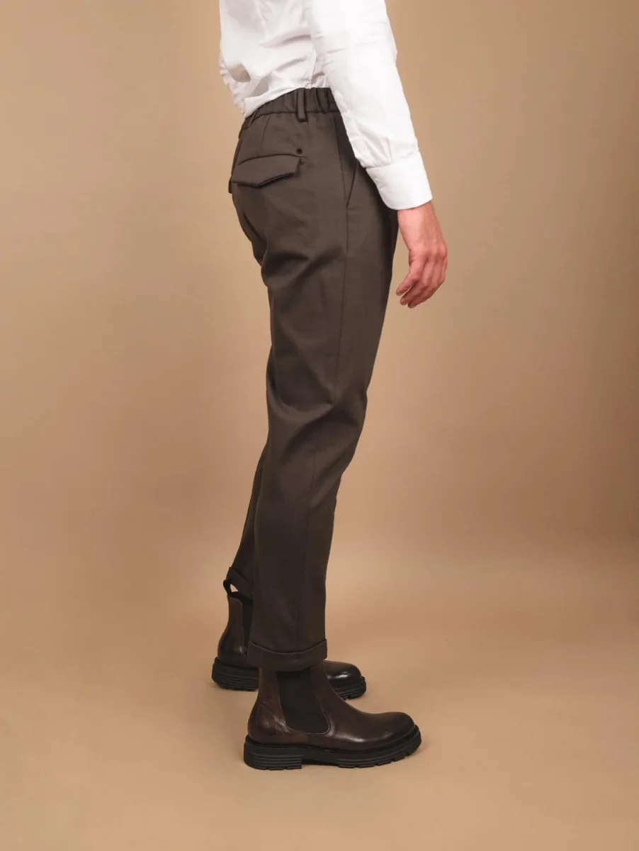 PANTALONE CON COULISSE ELASTICIZZATO VERDE MILITARE - immagine 3