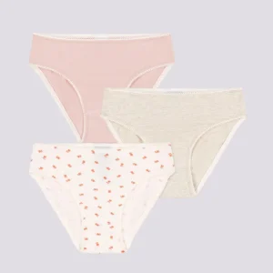 CONFEZIONE DA 3 SLIP BAMBINA IN COTONE ED ELASTAM MOTIVO FIORE