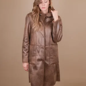 ECO-MONTONE REVERSIBILE  E ECO-PELLICCIA MARRONE