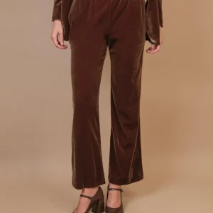 PANTALONE A PALAZZO IN VELLUTO MARRONE
