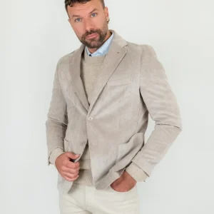 Blazer color sabbia in velluto a coste