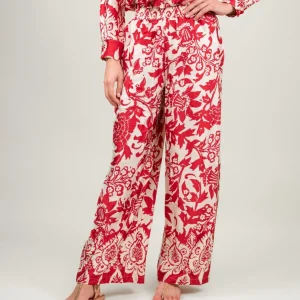 PANTALONE A PALAZZO FANTASIA ROSSO E BIANCO