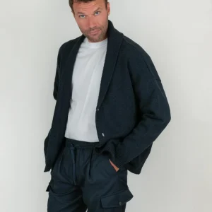 CARDIGAN MISTO LANA BLU