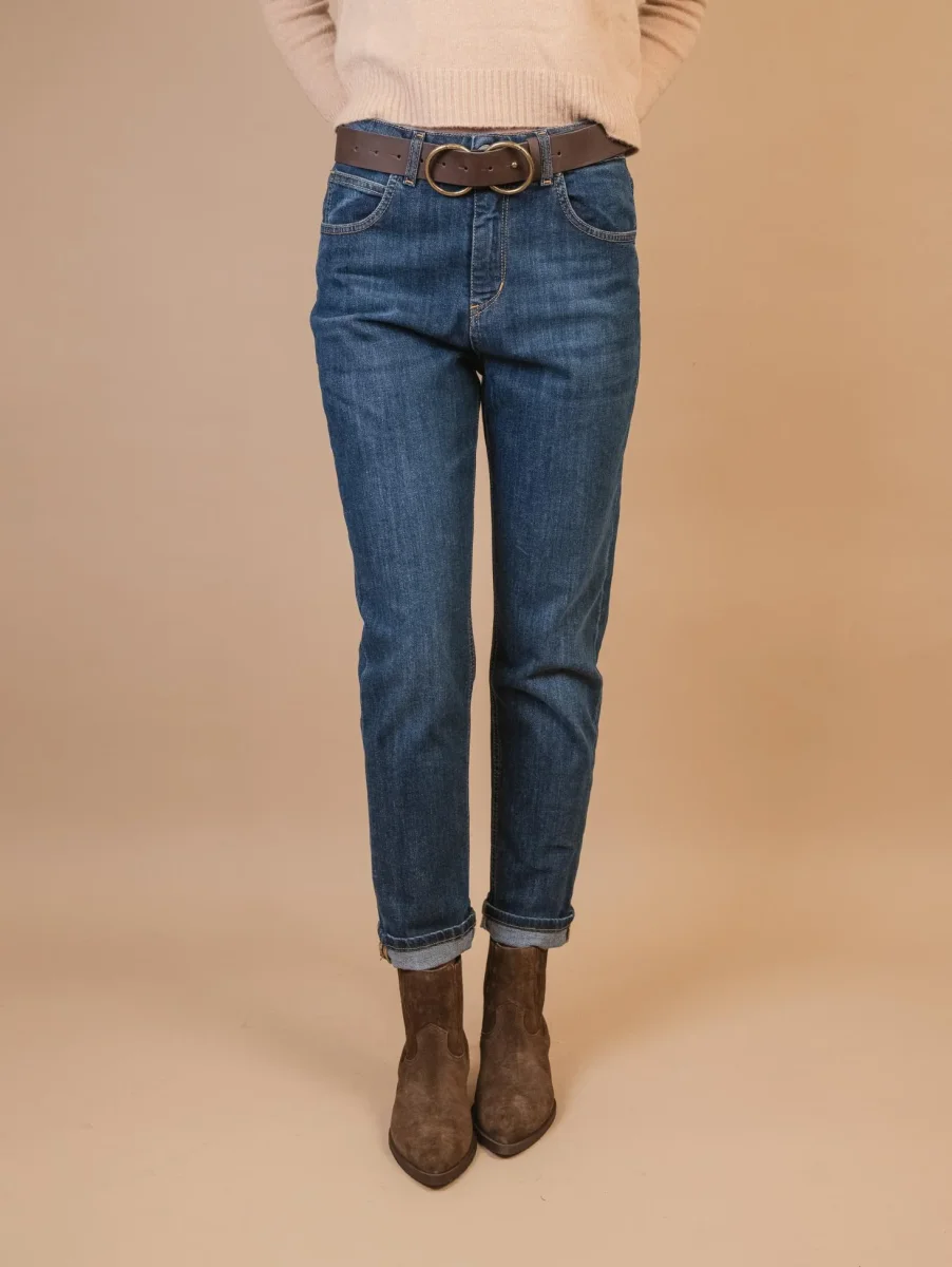 JEANS A SIGARETTA CON CINTURA IN PELLE