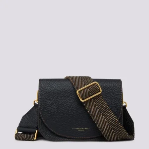 Borsa a tracolla Tara in pelle martellata nera