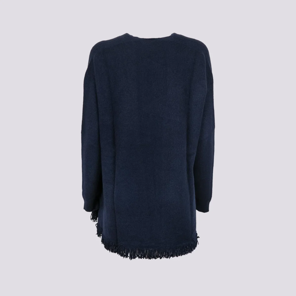 CARDIGAN APERTO CON PROFILI SFRANGIATI BLU - immagine 5