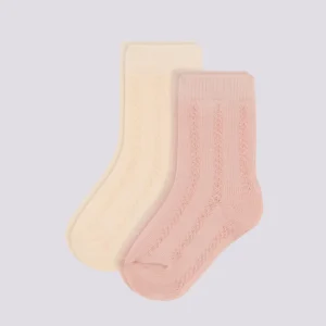 SET DI 2 PAIA DI CALZINI BEBÈ IN JERSEY DI COTONE TINTA UNITA