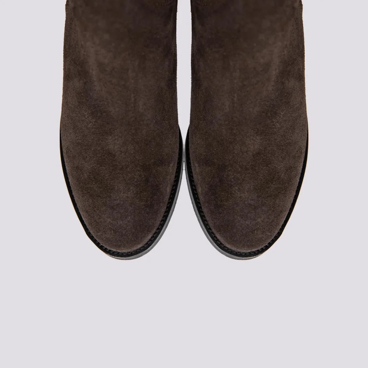 STIVALE ALTO CON ZIP ASIMMETRICHE IN CAMOSCIO MARRONE - immagine 5