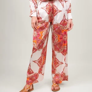 PANTALONE A PALAZZO FANTASIA ROSA E BIANCO