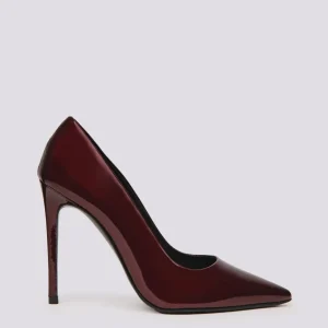 DECOLLETE  CON TACCO A SPILLO IN VERNICE BORDEAUX