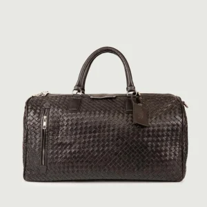 BORSONE IN PELLE INTRECCIATA DARK BROWN