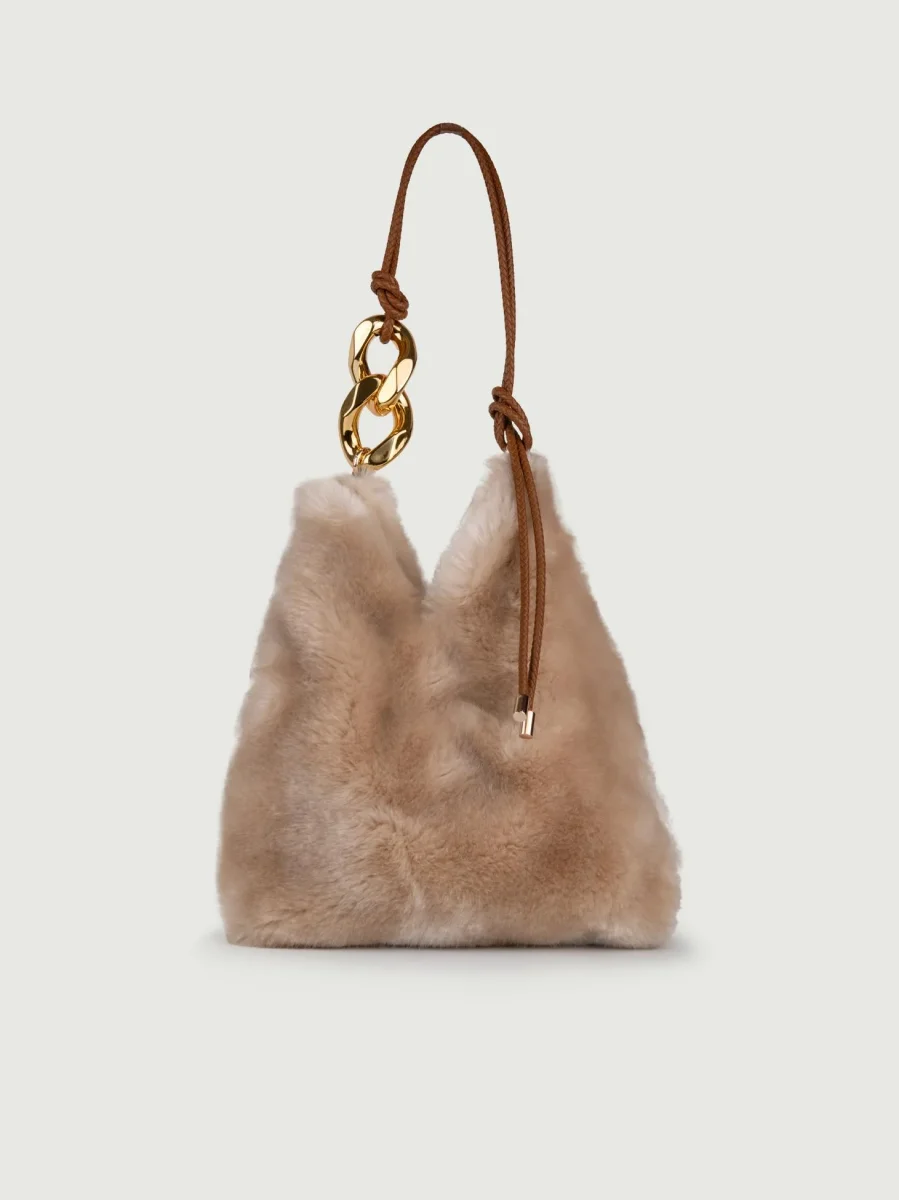 BORSA A SPALLA IN ECOPELLICCIA AVORIO