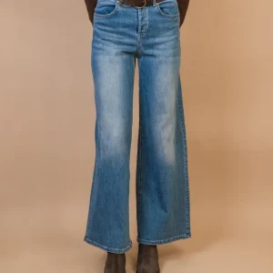 JEANS A PALAZZO CON CINTURA IN DENIM CHIARO