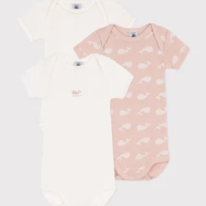 Confezione da 3 body manica corta in cotone con balene