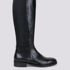 STIVALE ALTO CON MAXI ELASTICI IN PELLE NERO