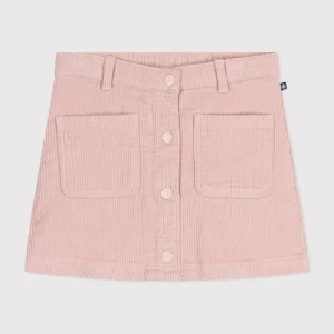 Gonna rosa con tasche in velluto bambina