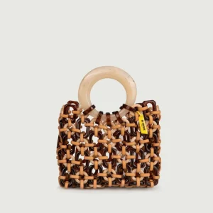 BORSA CON MANICI IN RESINA MULTICOLOR BEIGE "DOLL"