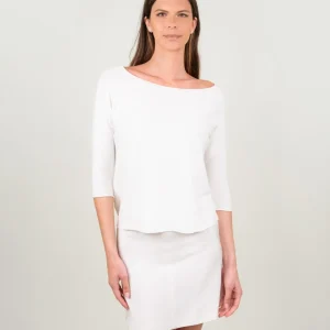 T-SHIRT CON MANICA A TRE QUARTI IN MAGLIA BIANCA