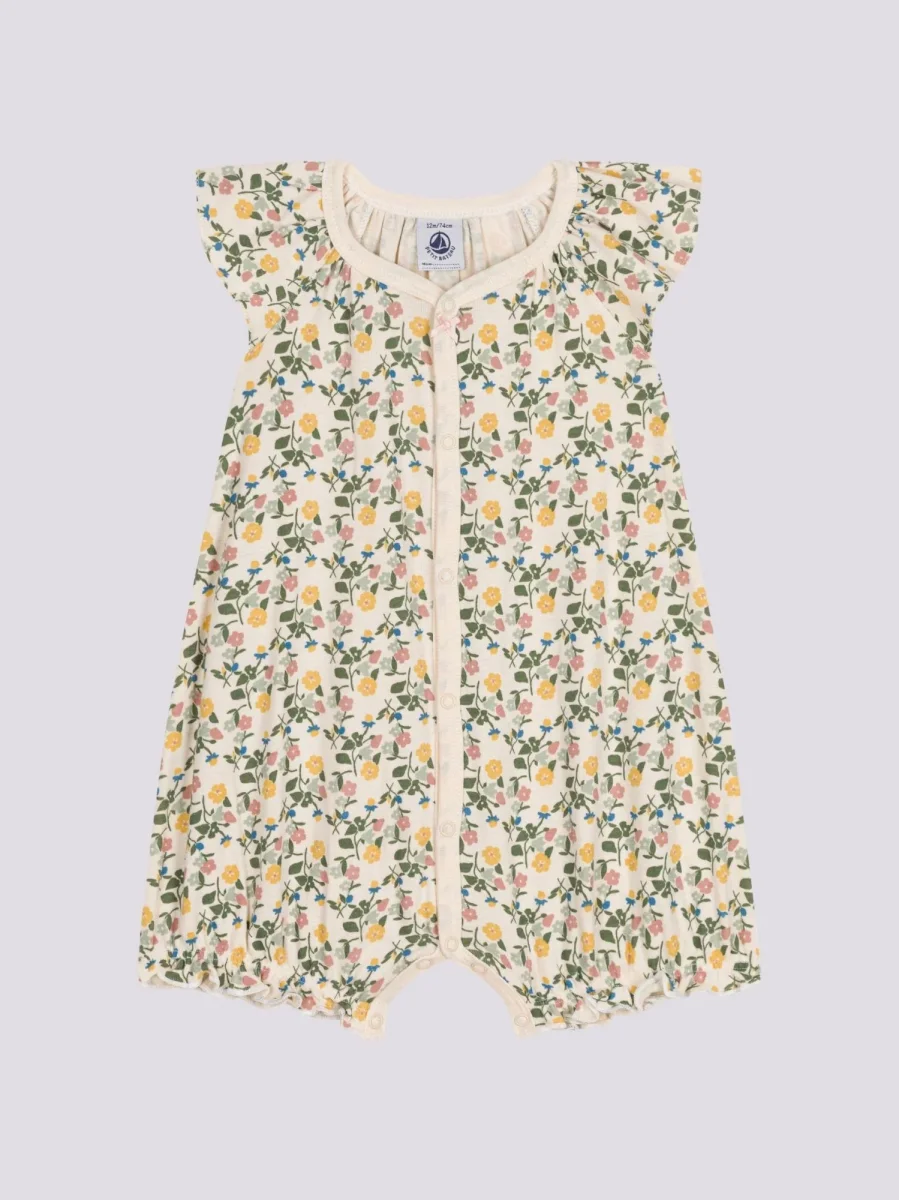 TUTA CORTA A FIORI IN COTONE BEBÈ