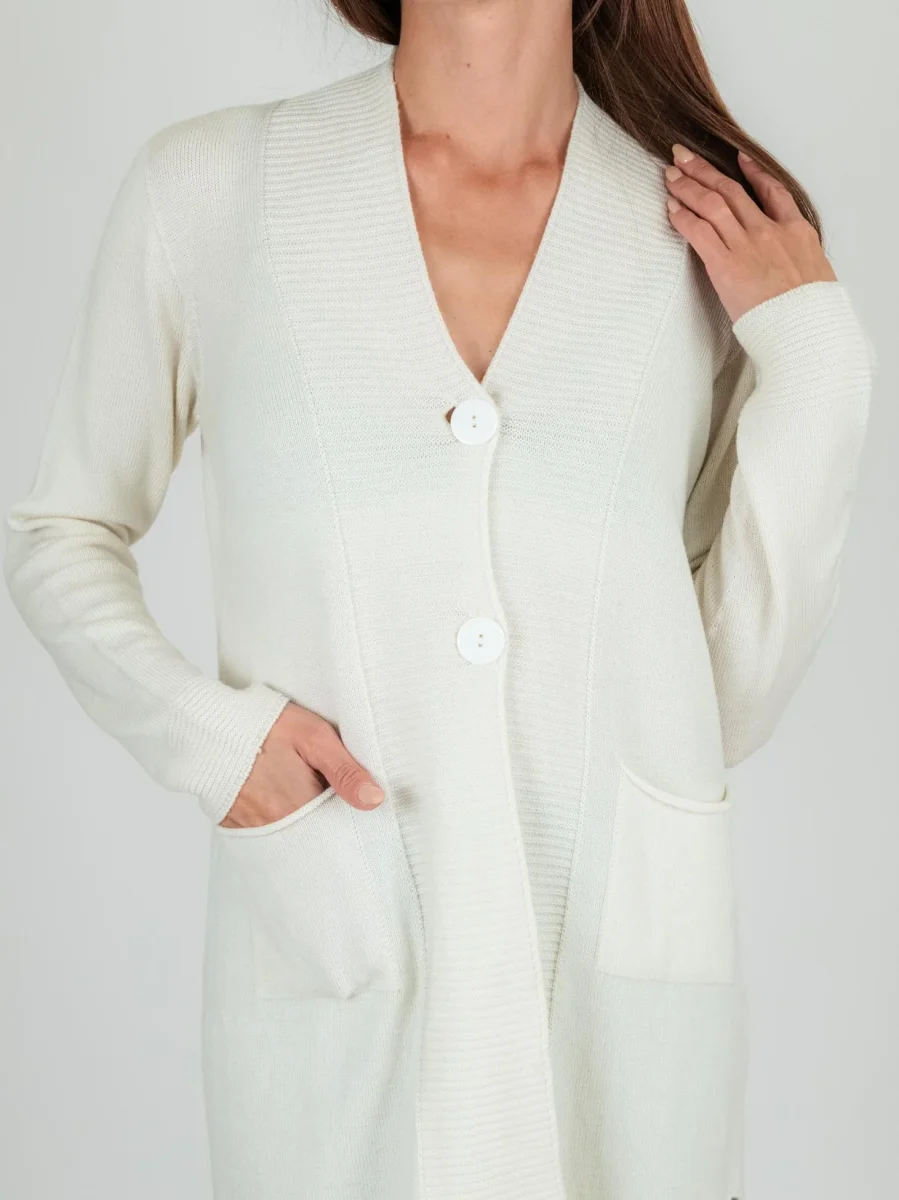 CARDIGAN LUNGO panna in lana vergine - immagine 5