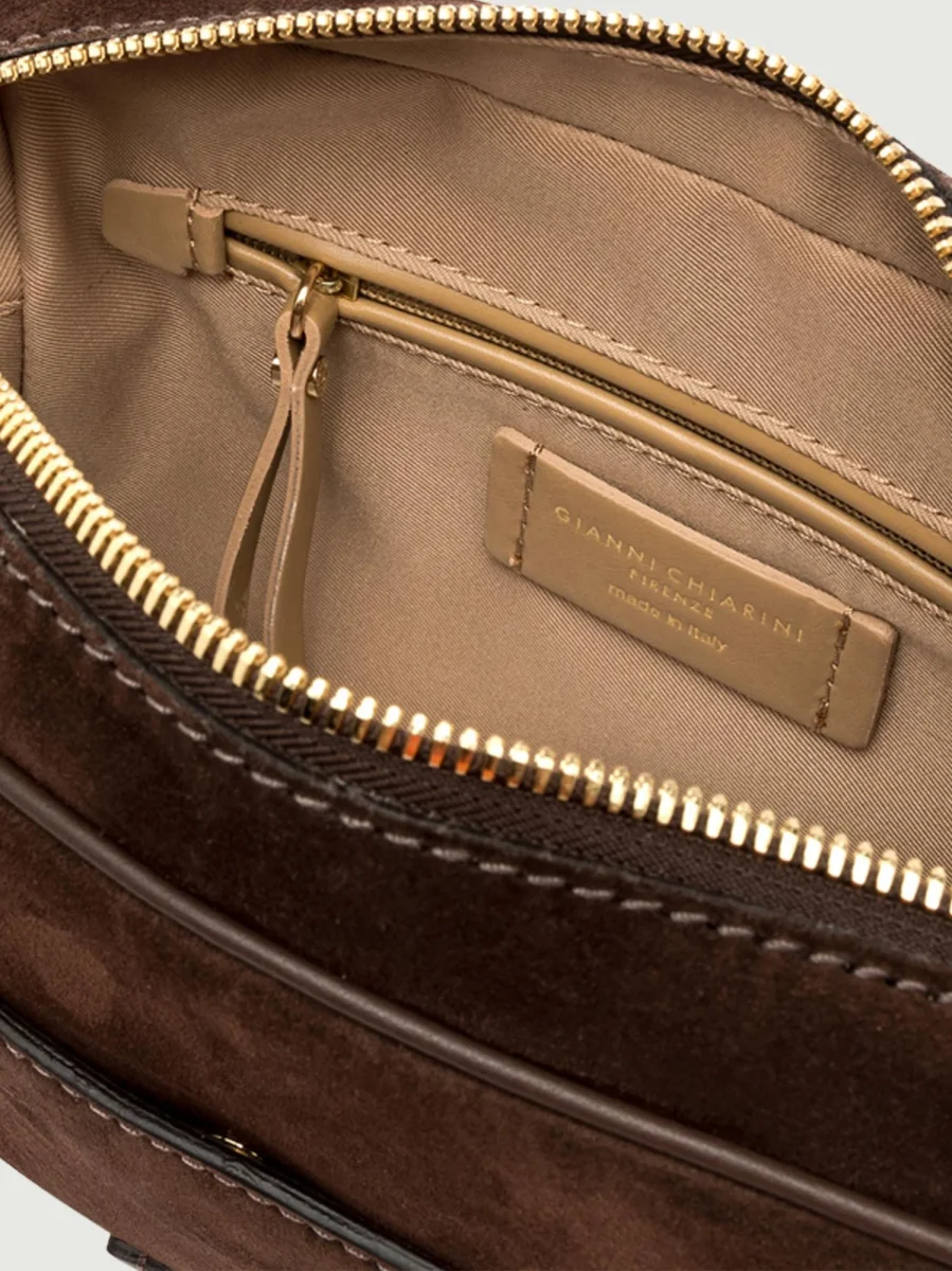 Borsa a tracolla Nina in camoscio color cioccolato - immagine 5