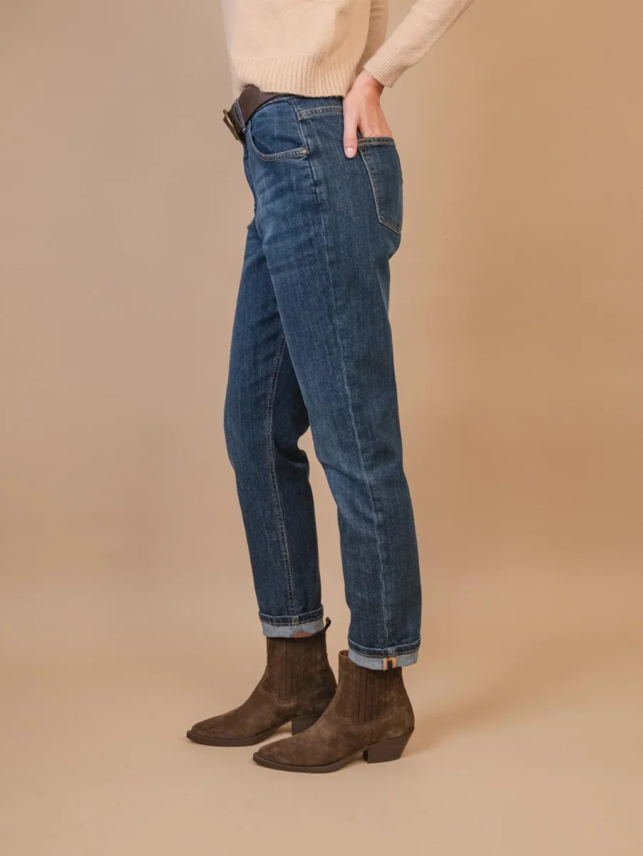 JEANS A SIGARETTA CON CINTURA IN PELLE - immagine 3