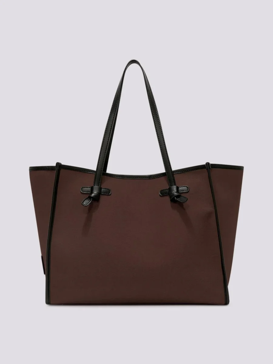 Borsa Shopping Marcella in canvas cioccolato