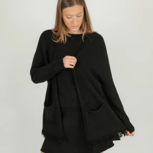 CARDIGAN NERO CON FRANGE