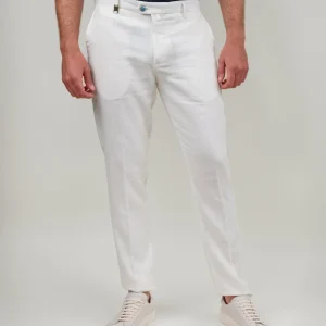 PANTALONE IN MISTO LINO PANNA