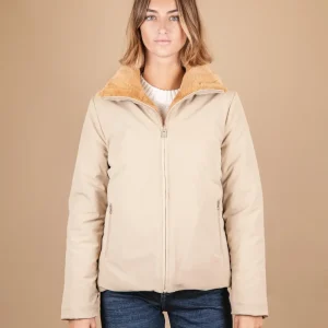 GIUBBOTTO REVERSIBILE IN TESSUTO TECNICO E ECO-PELLICCIA BEIGE
