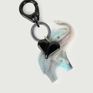CHARM IN RESINA ELEFANTE GRIGIO E CUORE