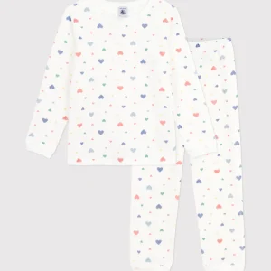 Pigiama in ciniglia con stampa a cuori bambina