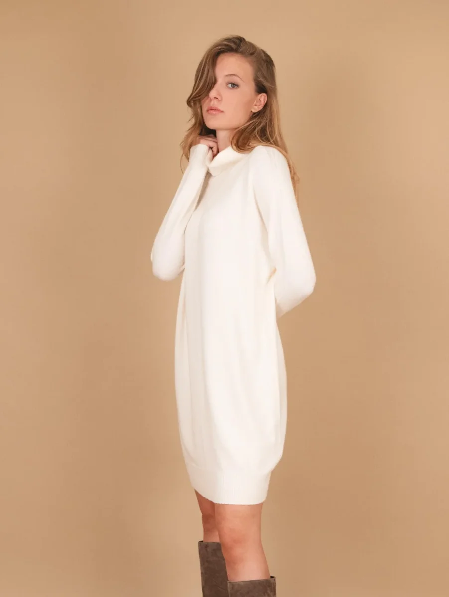 MAGLIA ABITO CON COLLO ALTO PANNA - immagine 4