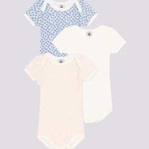 CONFEZIONE DA 3 BODY BEBÈ MANICA CORTA A FIORI IN COTONE
