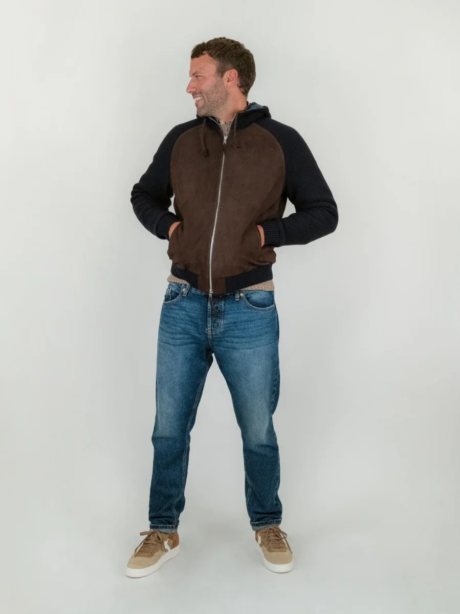 GIACCA DORIS KNIT IN CAMOSCIO MARRONE - immagine 6