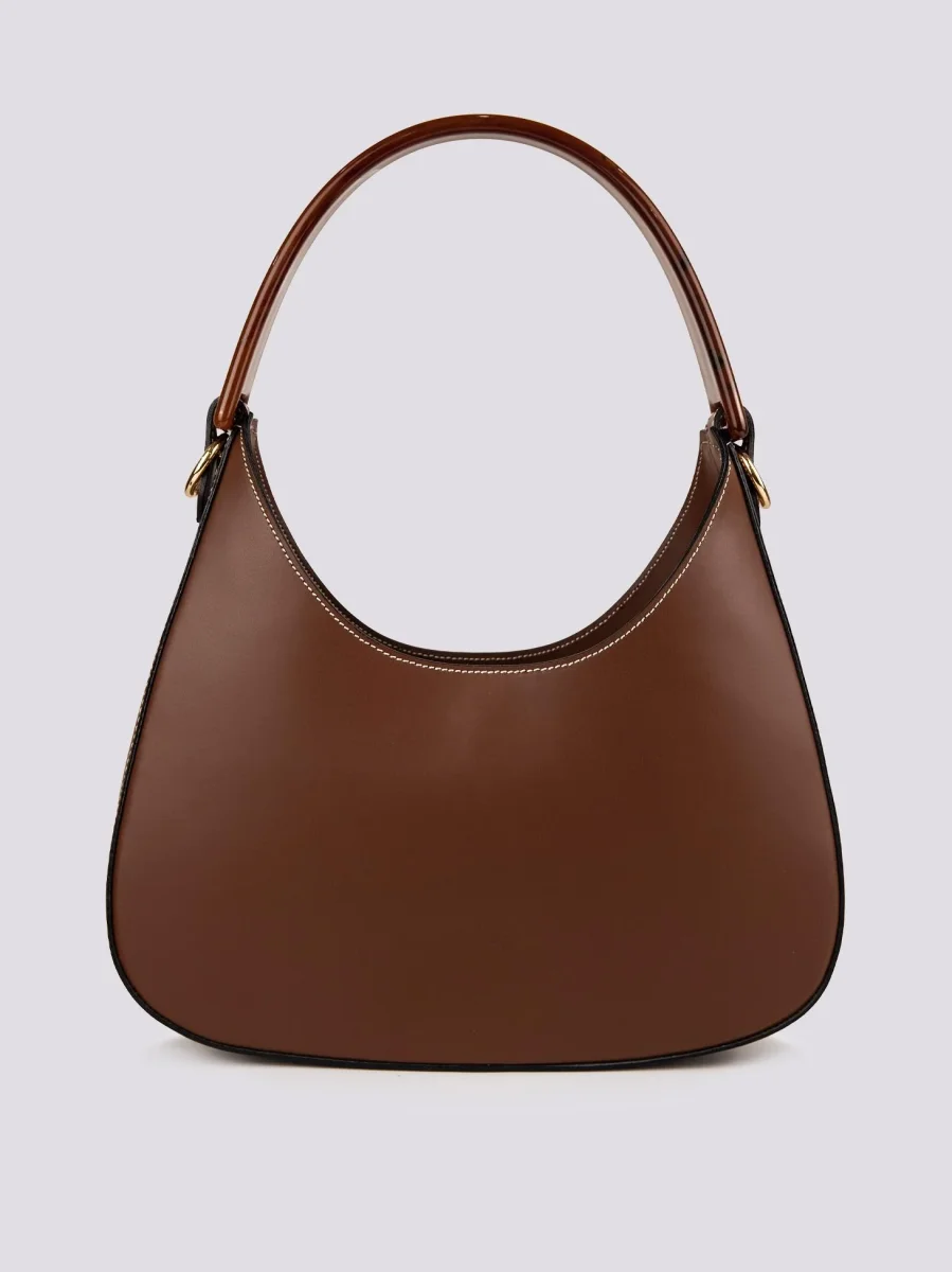 BORSA IN PELLE TESTA MORO CON MANICO IN OSSO "HALO" - immagine 3