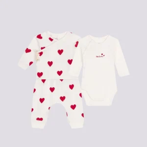 COMPLETO CON 3 PEZZI A RIGHE IN COTONE PER BEBÈ