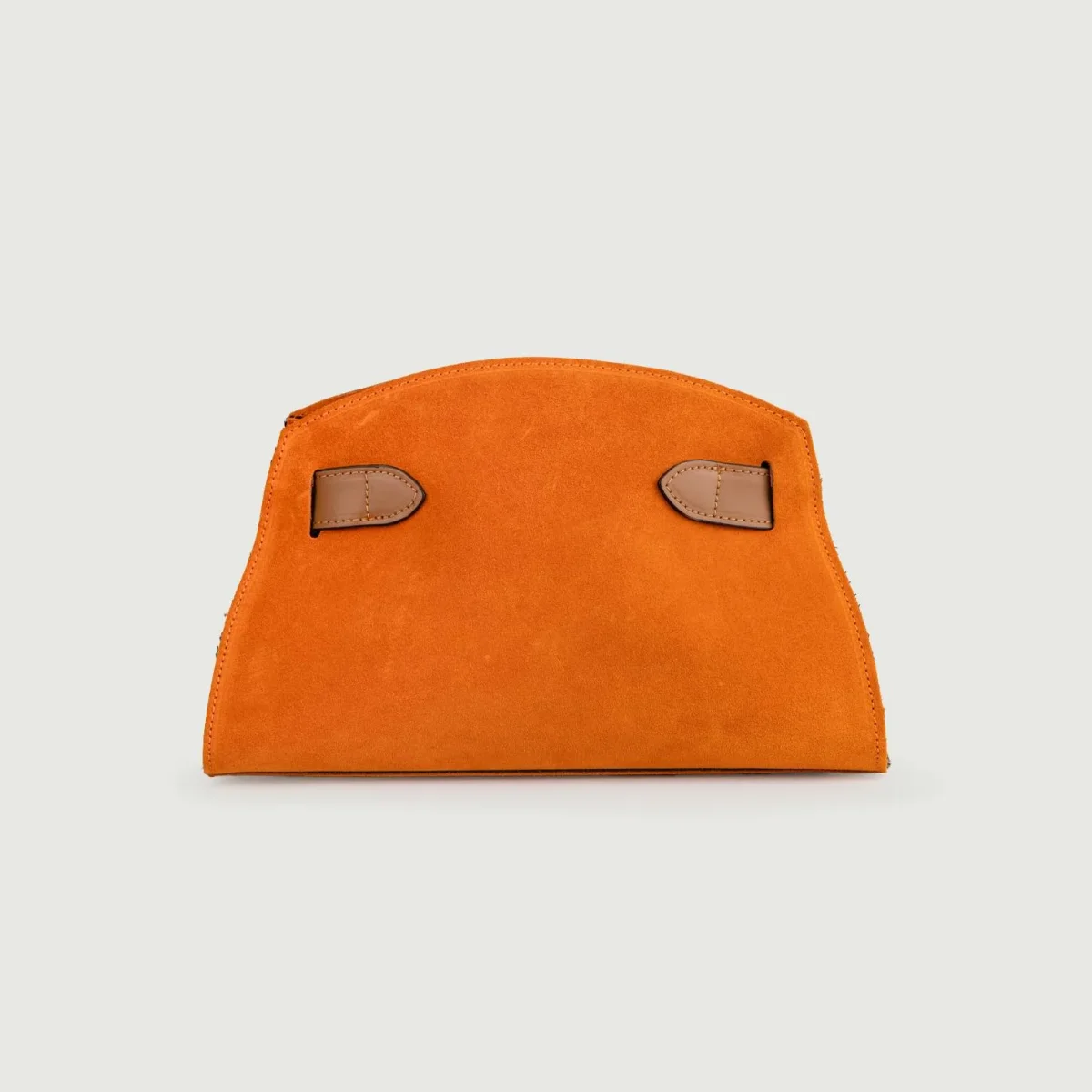 BORSA A TRACOLLA IN CAMOSCIO ARANCIONE CON INSERTI IN PELLE CUOIO "SOPH" - immagine 4